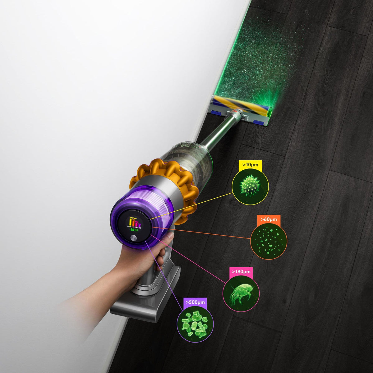 Dyson - V15 Detect Extra Cordless Vacuum with 10 accessories - Yellow/Nickel