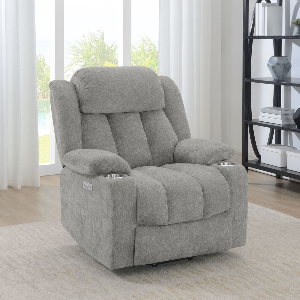 Beca - Sillón reclinable eléctrico tapizado con reposavasos y carga USB