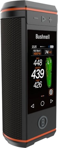 Bushnell - Wingman HD GPS Enabled Golf Rangefinder Bluetooth Speaker with Audio and Visual Distances, Magnetic Grip, and Power Bank - Black/Orange