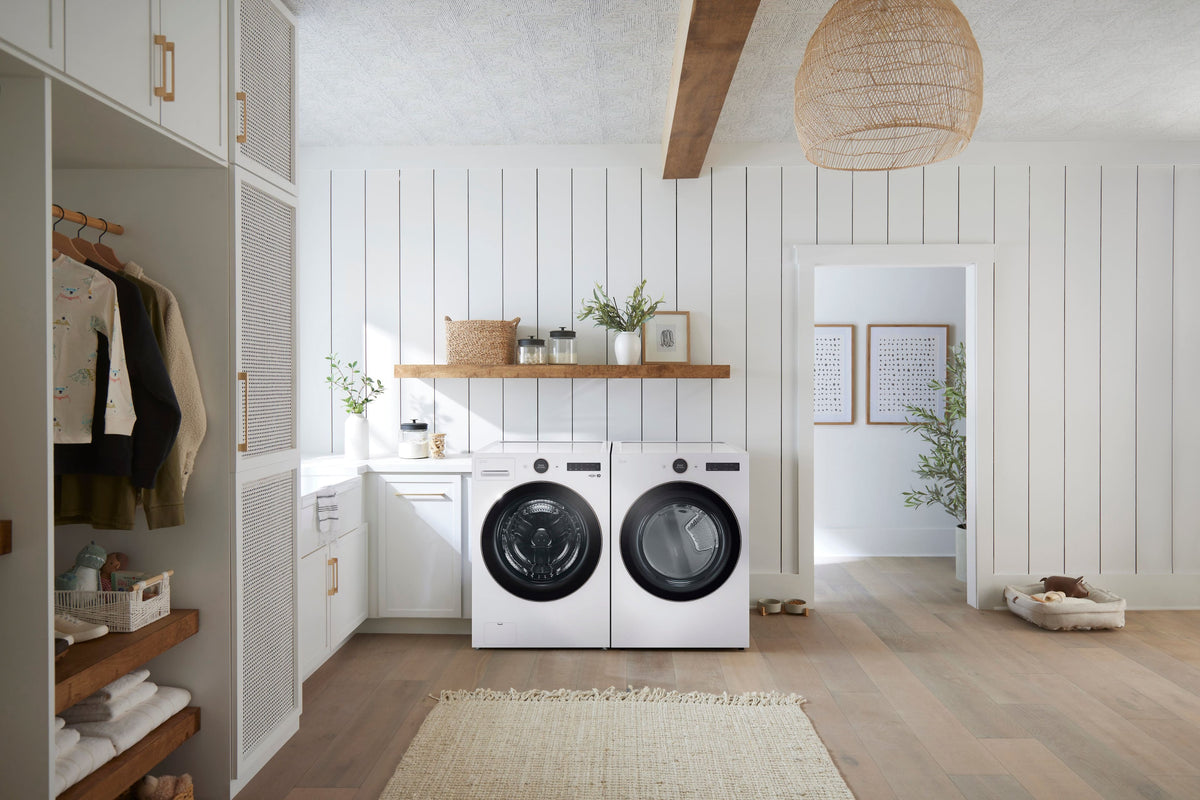 LG - 5.0 Cu. Ft. High-Efficiency Stackable Smart Front Load Washer with Steam and TurboWash 360 - White