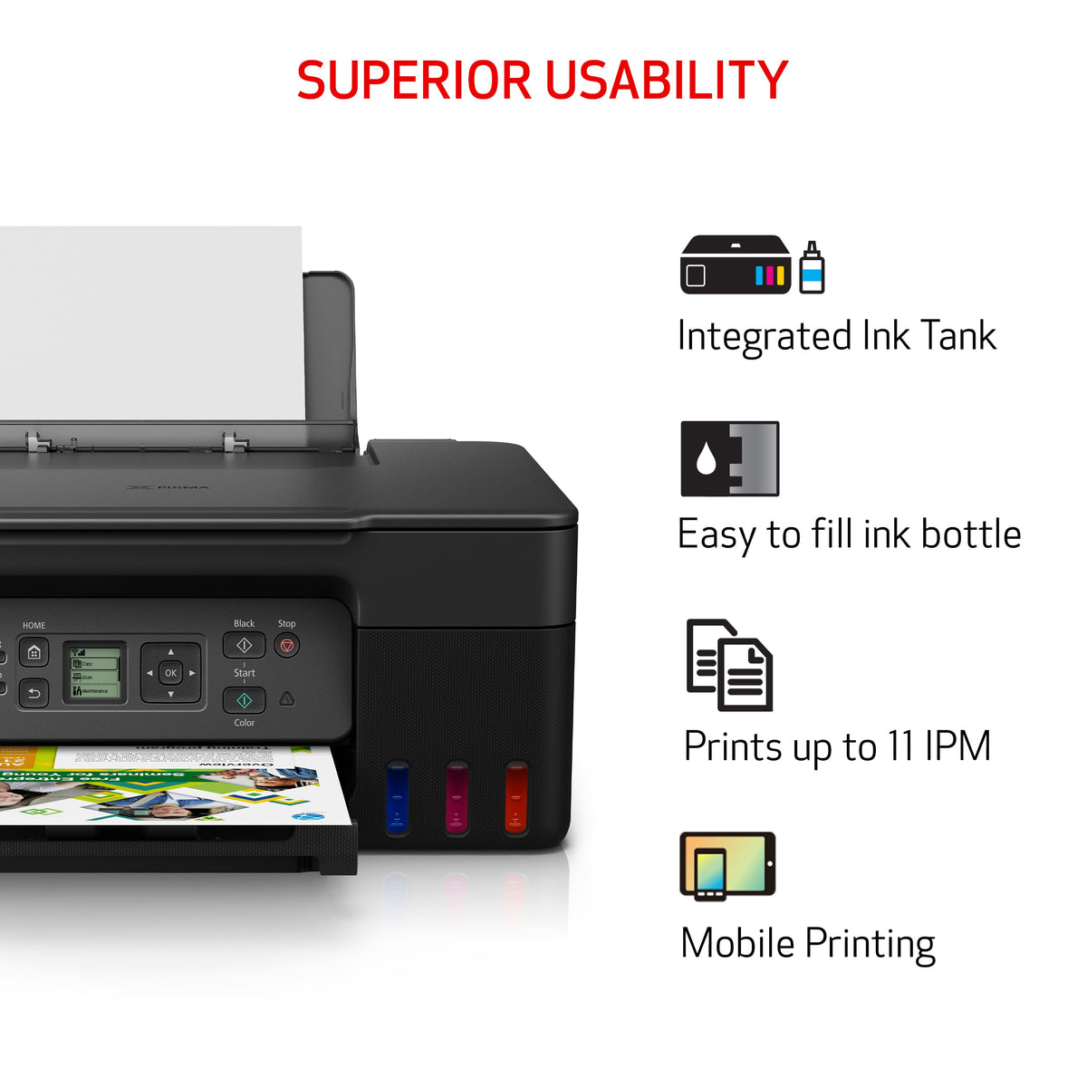 Canon - PIXMA Megatank G3270 Wireless All-In-One Supertank Inkjet Printer - Black