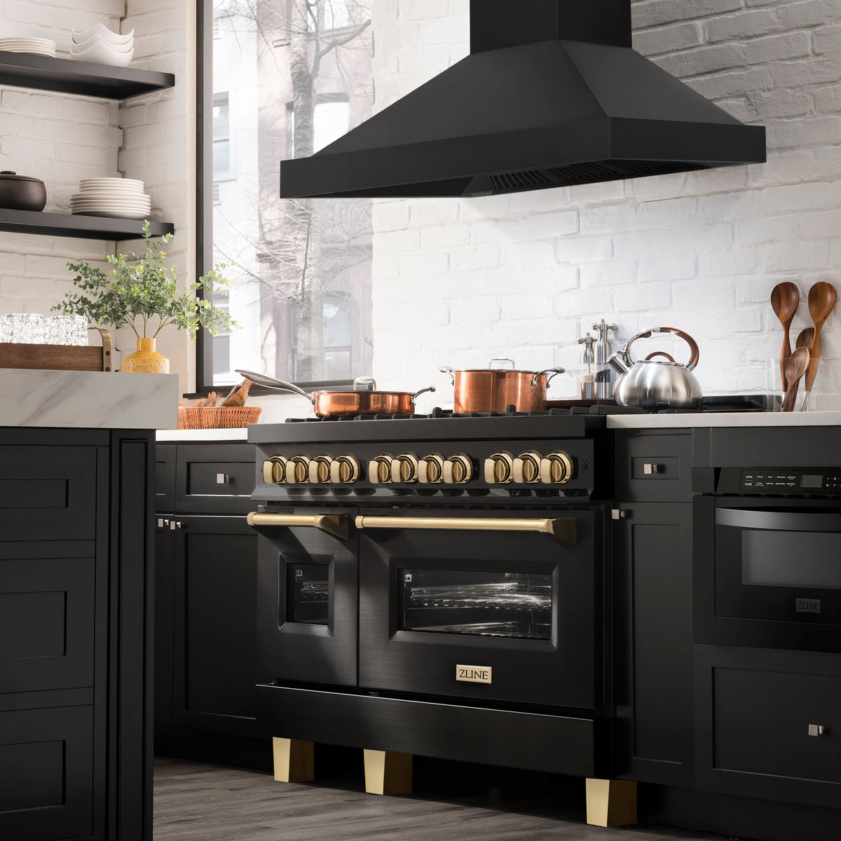 ZLINE - 48 inches - Externally Vented - Wall Range Hood - Black Stainless Steel