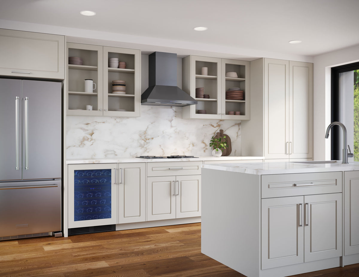 Zephyr - 36 inches - Convertible - Wall Range Hood - Black Stainless Steel
