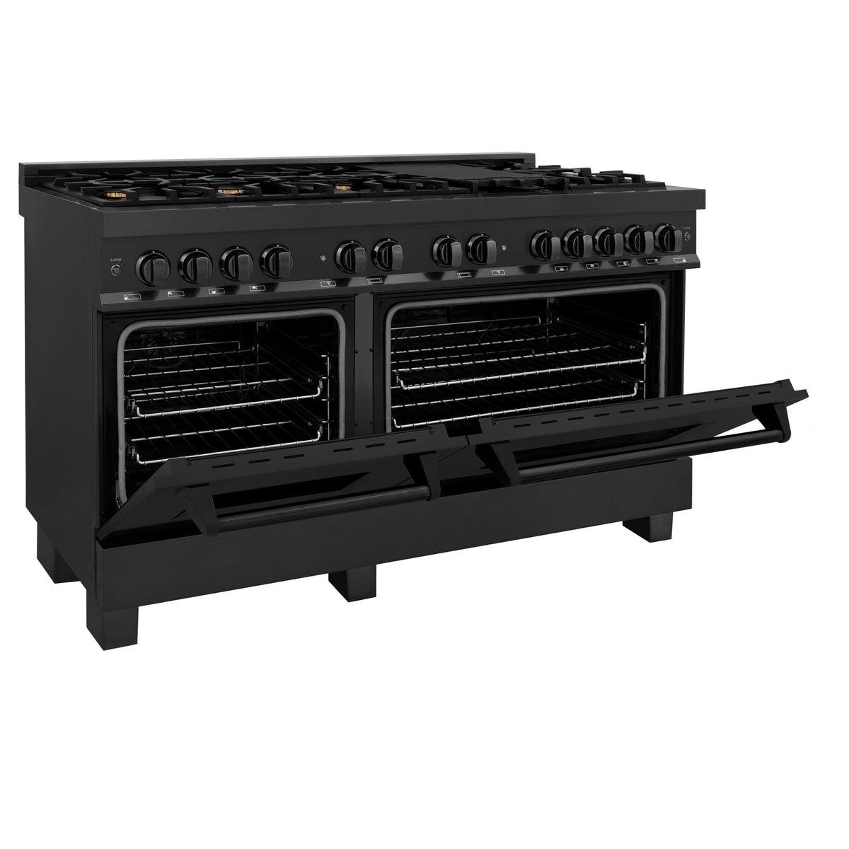ZLINE - 60 in. Wide 8 Burner Legacy Dual Fuel Range with 2 Electric Ovens (RAB-60) - Black Stainless Steel
