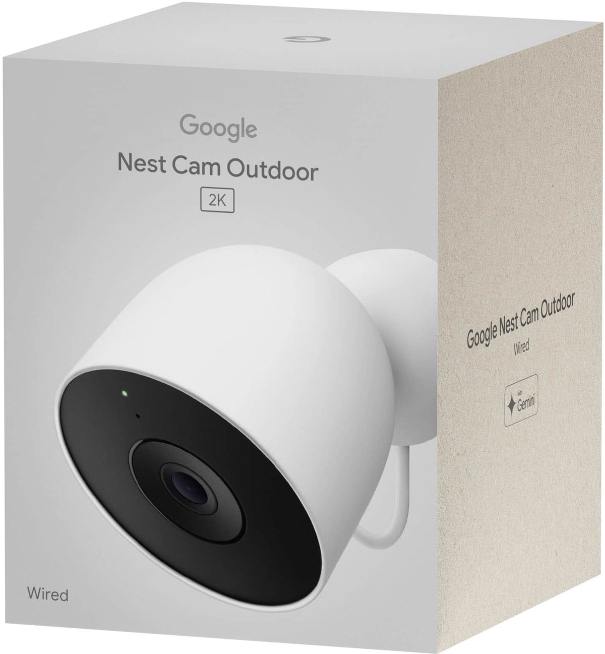 Google - Nest Cam Outdoor (wired, 2nd gen) - 2K Video and Gemini - 1-Pack - Snow