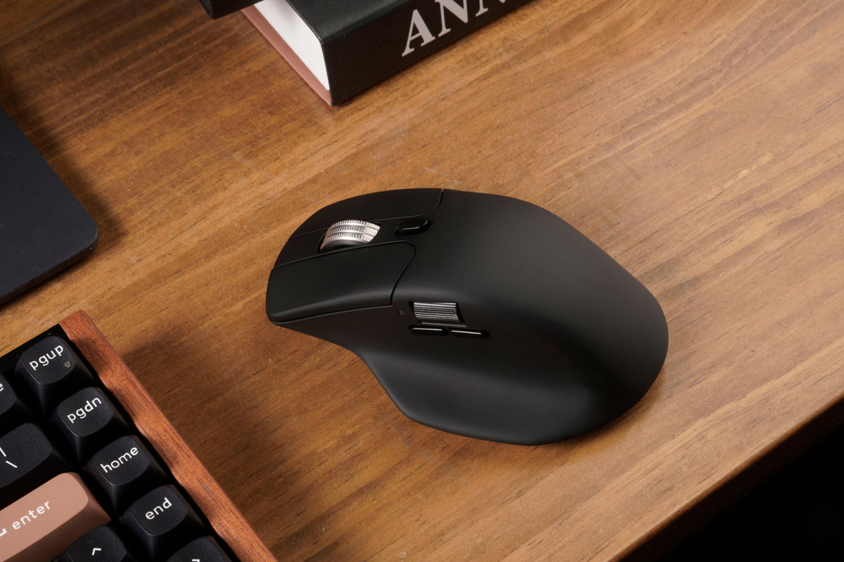 Keychron - M6 Ergonomic Wired & Wireless Laser Mouse w/ Macro Button & Fast-Scrolling Metal Wheel, For Windows PC & Mac - Wired - Black