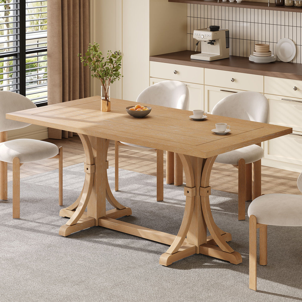 Mesa de comedor con base de caballete