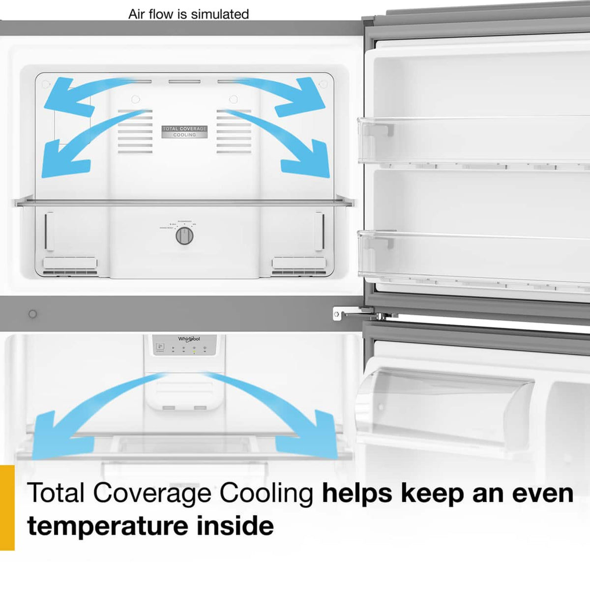 Whirlpool - 30 in. Wide 19 cu. ft. Wide Top Freezer Refrigerator with Total Coverage Cooling - Fingerprint-Resistant Stainless Finish
