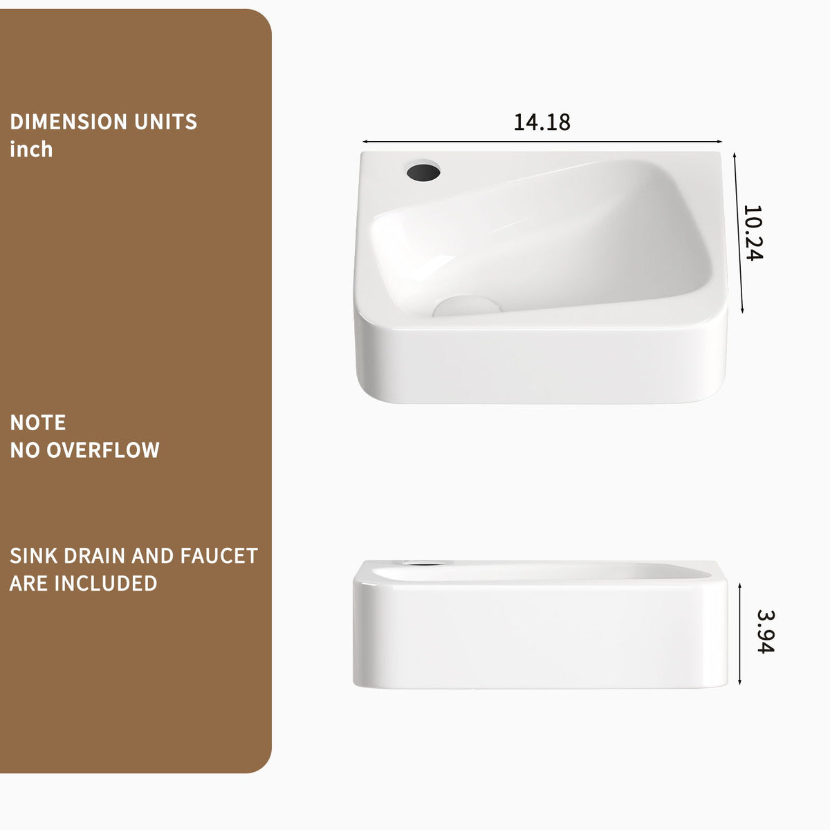 Lavabo de pared con grifo y desagüe