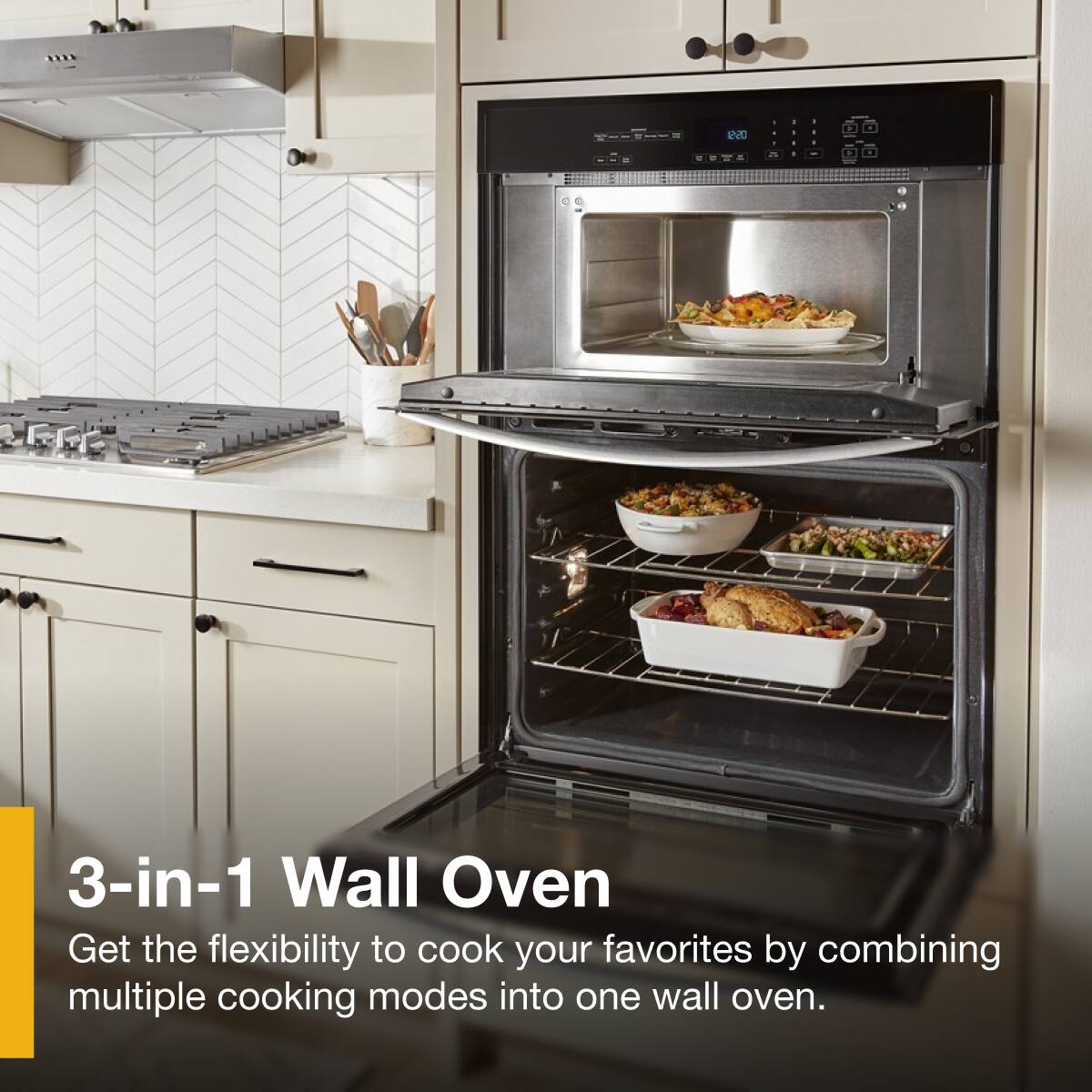 Whirlpool - 6.4 Total Cu. Ft. Combo Self-Cleaning Wall Oven - Stainless Steel