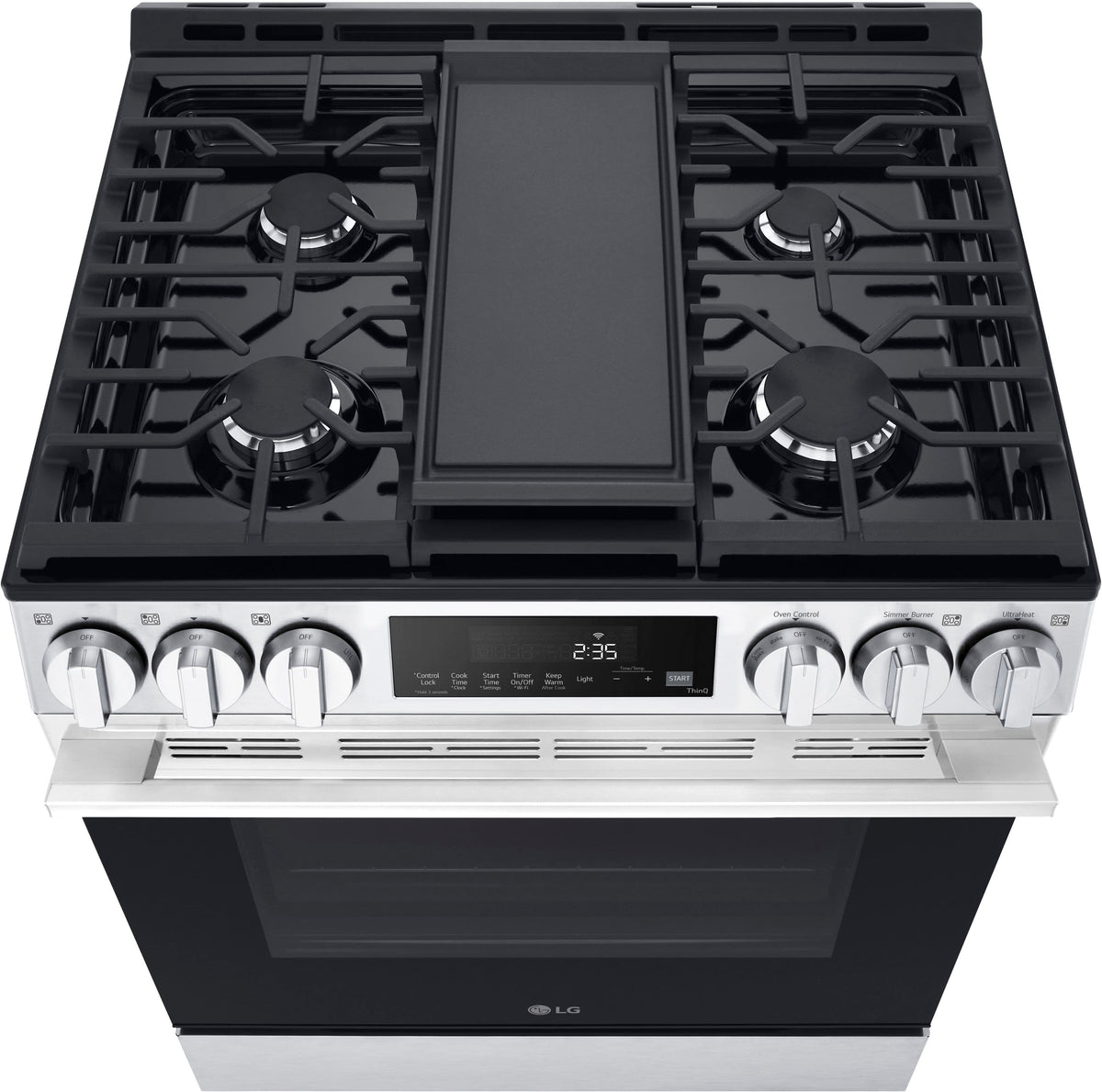 LG - 30-in Wide 5.8 Cu. Ft. Slide-In Gas True Convection Smart Range with 5 Burners, Air Fry and UltraHeat 20K Burner - Stainless Steel