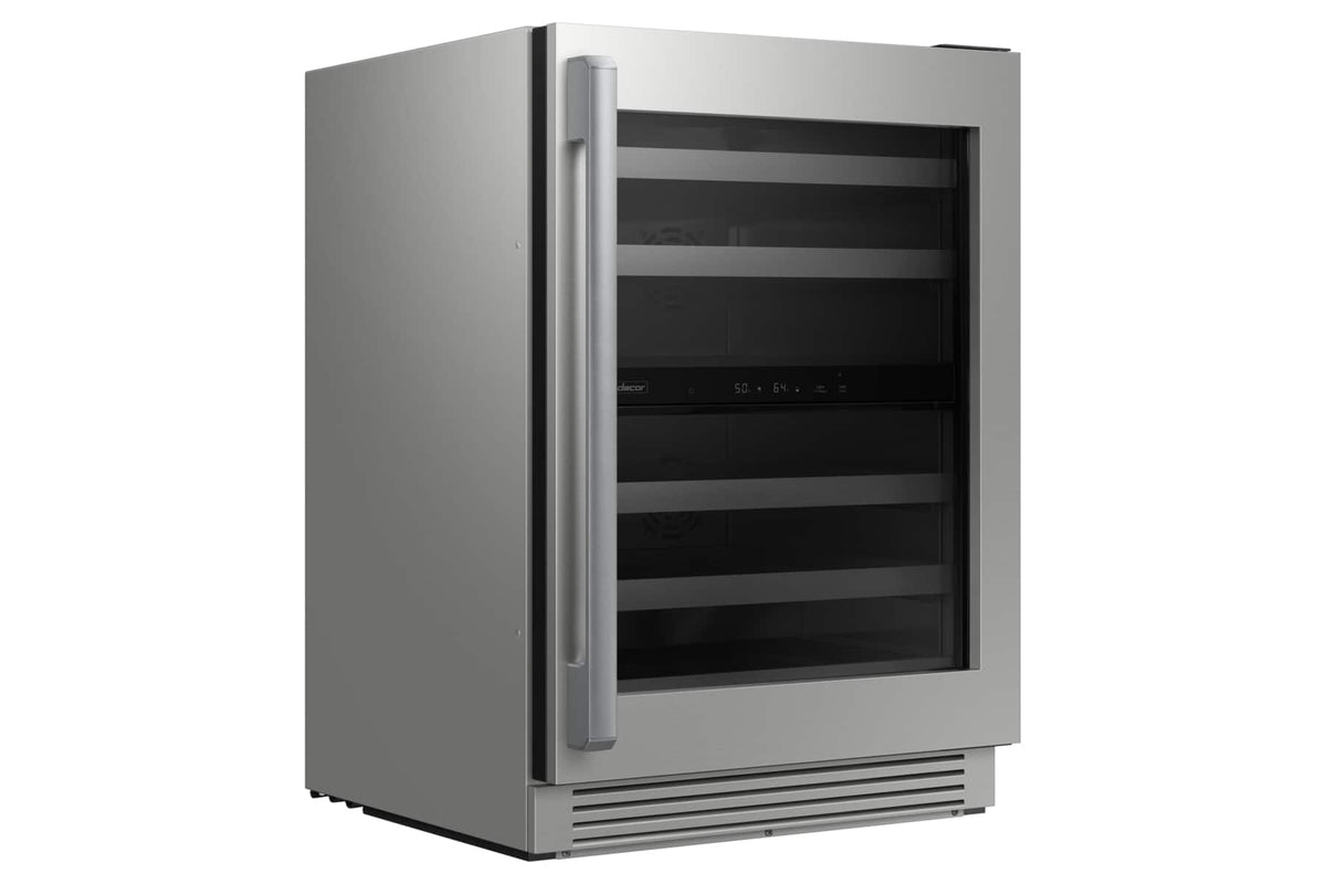 Dacor - 41-bottle 24-Inch Built-In Dual Zone Wine Cellar with Triple-Pane UV Glass and GlideRack System - Custom Panel Ready