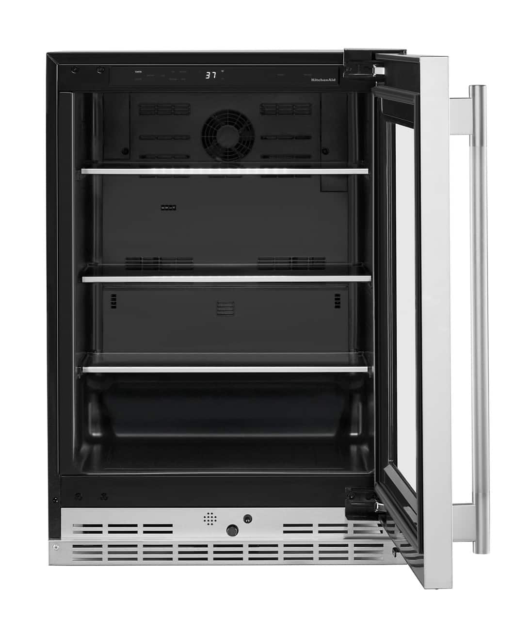 KitchenAid - 5.2 Cu. Ft. Undercounter Refrigerator with Glass Door and Shelves with Metallic Accents - PrintShield Stainless Finish
