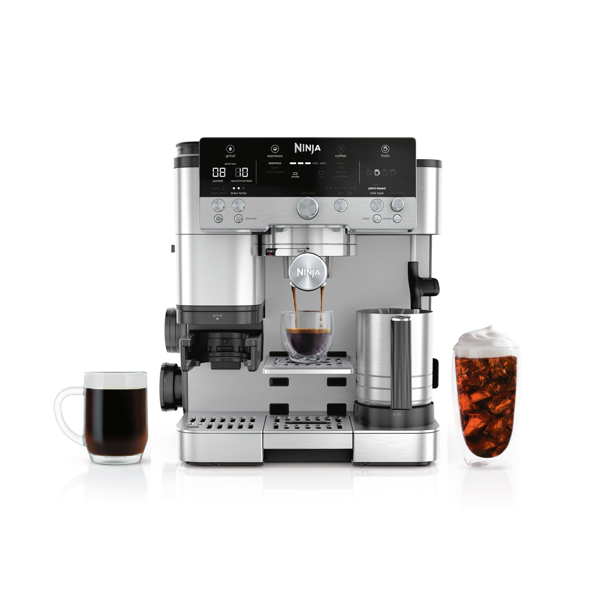 Ninja - Luxe Café Premier Series 3-in-1 Espresso, Coffee, and Cold Brew Machine with Grinder and Scale, and Hands-Free Frother - Stainless Steel