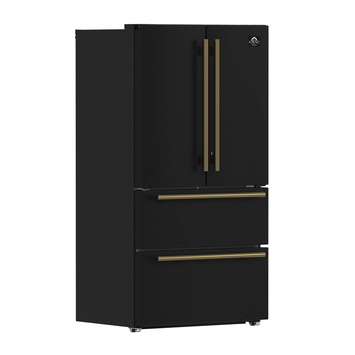 Forno Appliances - 36 in. Wide Moena Espresso 19.2 Cu. Ft. Freestanding Counter-Depth French Door Refrigerator with Automatic Ice Maker - Black