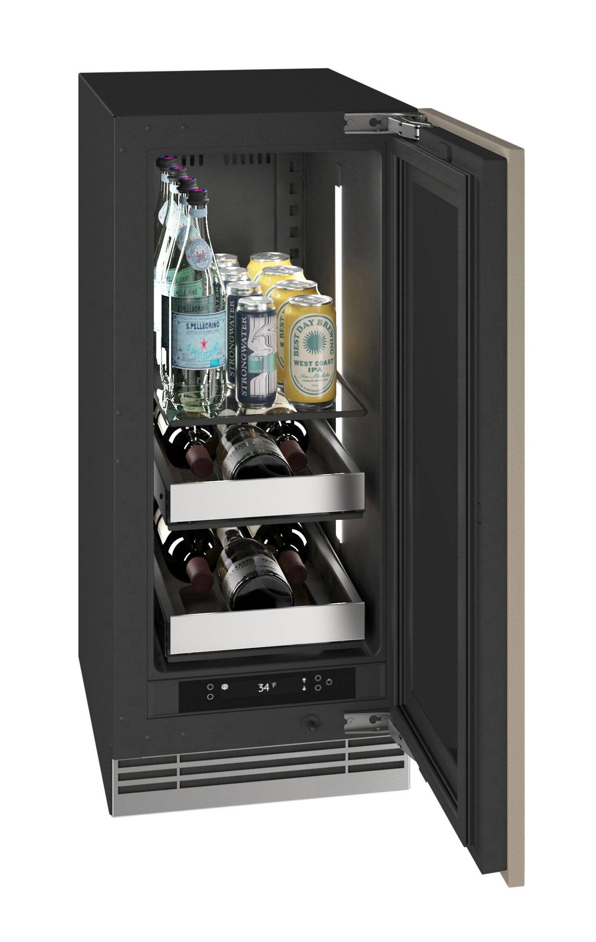 U-Line - 15"W. 2.8 Cu.Ft. Built-In Panel Ready Compact Beverage Center - Custom Panel Ready