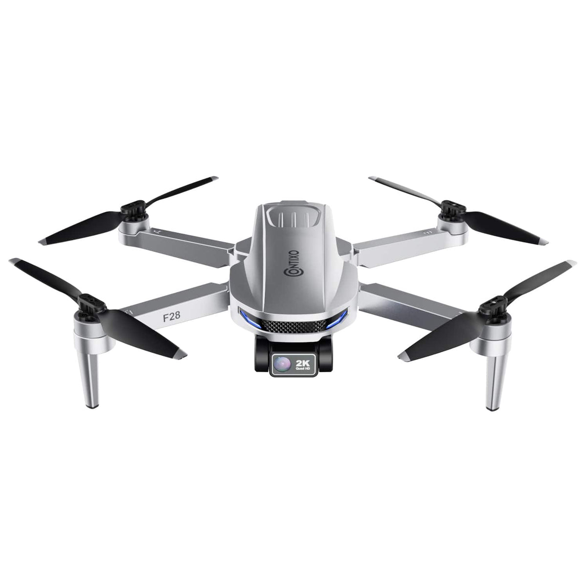Contixo - F28 Stratus 2K GPS Drone with Intelligent Flight Modes, 26-Min Flight, Brushless Motors & Carrying Case - Silver