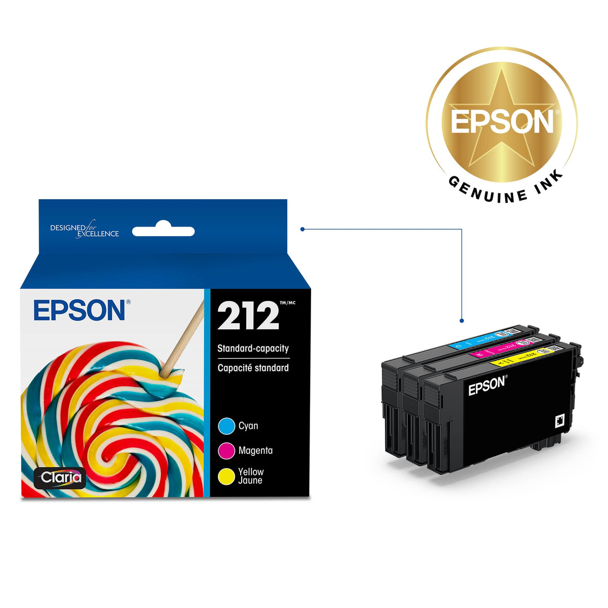 Epson - 212 Claria Ink Standard Capacity Color Combo Pack (T212520-S) - Cyan/Magenta/Yellow