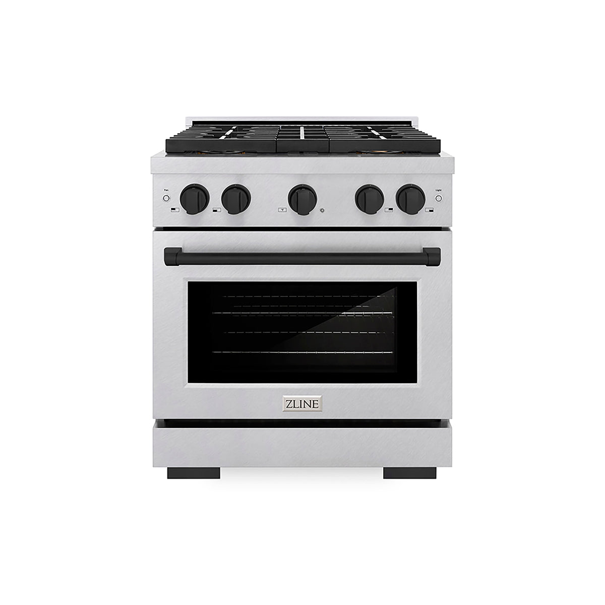 30 in. Wide 4 Burner ZLINE Autograph 4.2 cu. ft. Freestanding Paramount Gas DuoPro Range with Matte Black Accents - Stainless Steel