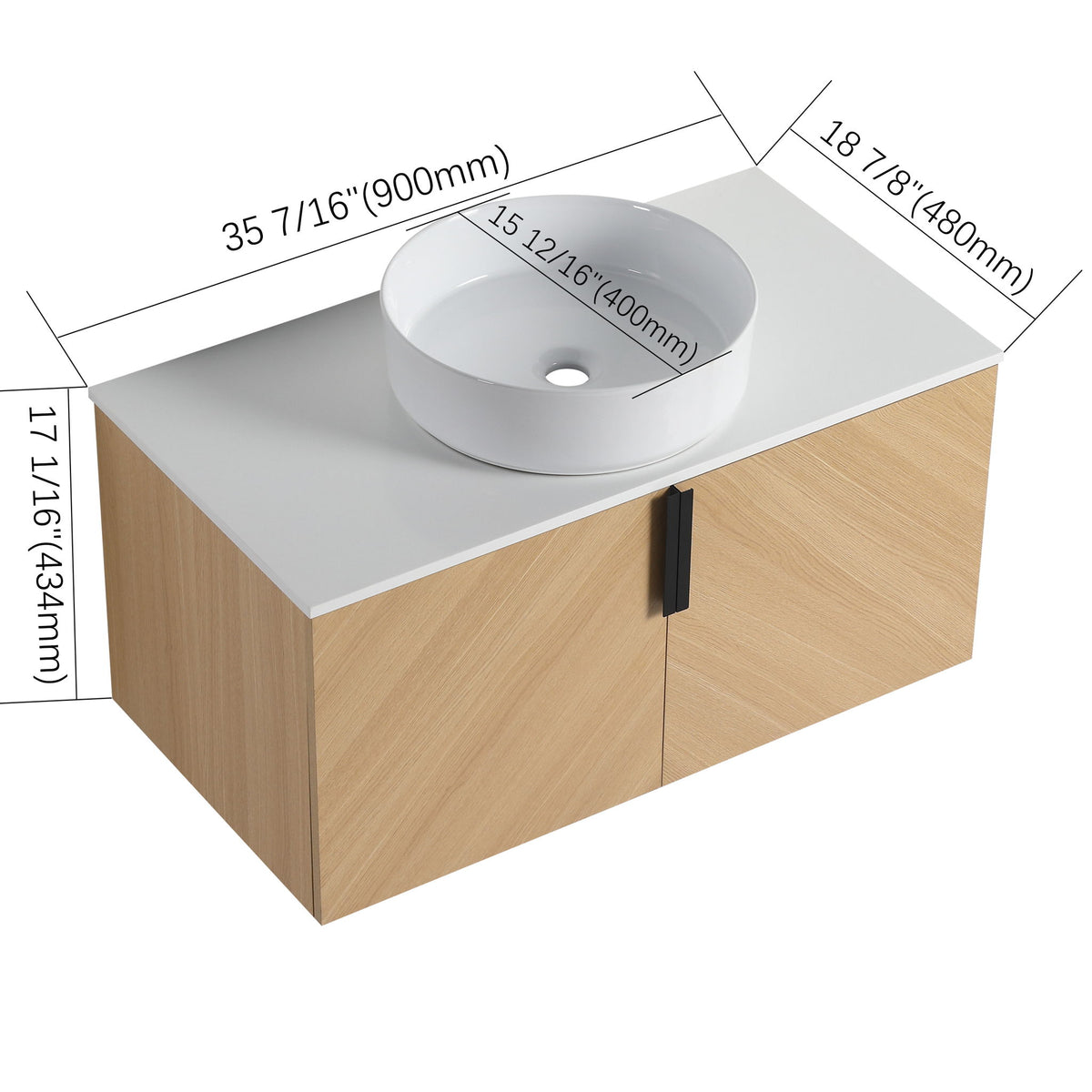 Lavabo de baño suspendido con fregadero artístico