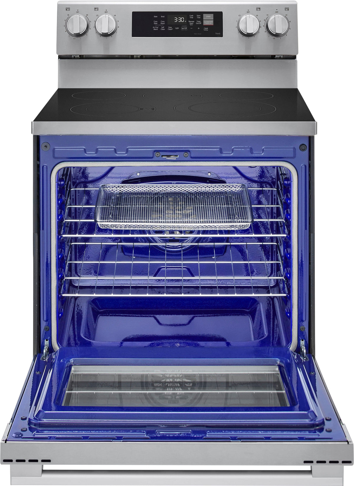 LG - 30-in Wide 6.3 Cu. Ft. Freestanding Electric True Convection Smart Range with 5 Elements, Air Fry and UltraHeat Element - Stainless Steel