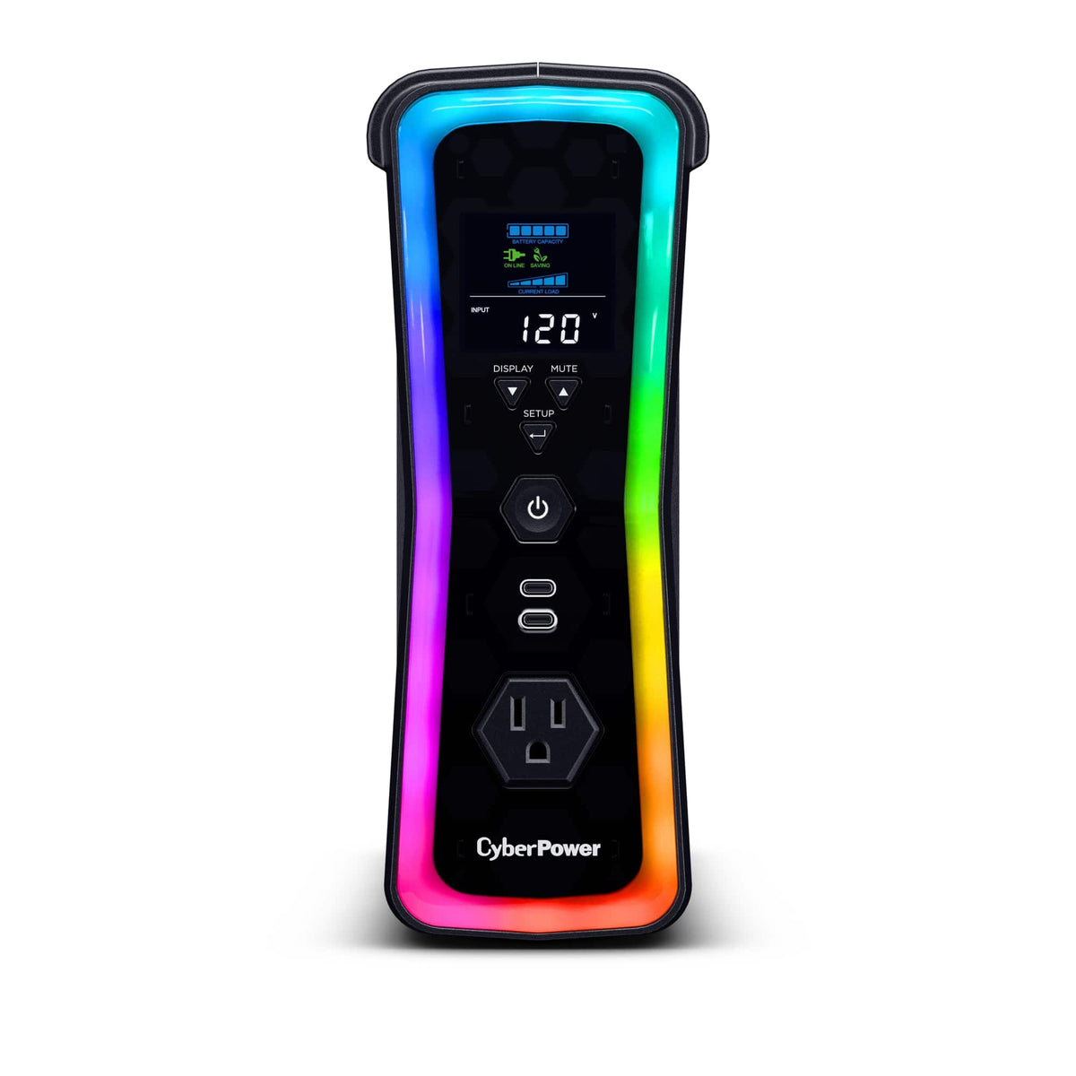 CyberPower - GX150C2 Gaming UPS Battery Backup with RGB Lighting, Sine Wave Output, and USB Charging Ports - Black