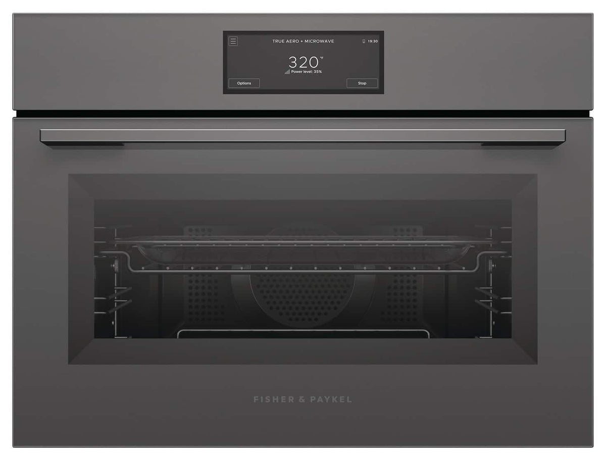 Fisher & Paykel - 24" 1.7 Cu Ft Built-in Convection Speed Oven, 6.8" Touchscreen - Compact - Minimal Grey - Gray