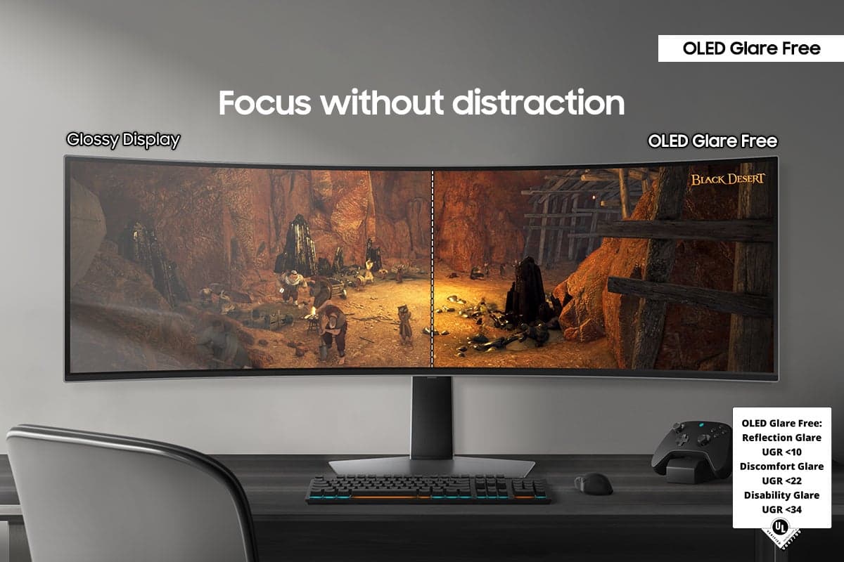 Samsung - 49" Odyssey OLED G9 (G93SD) Dual-QHD 240Hz 0.03ms G-Sync Compatible Curved Glare Free Gaming Monitor - Silver