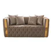 Naomi - Button Tufted Loveseat - Taupe