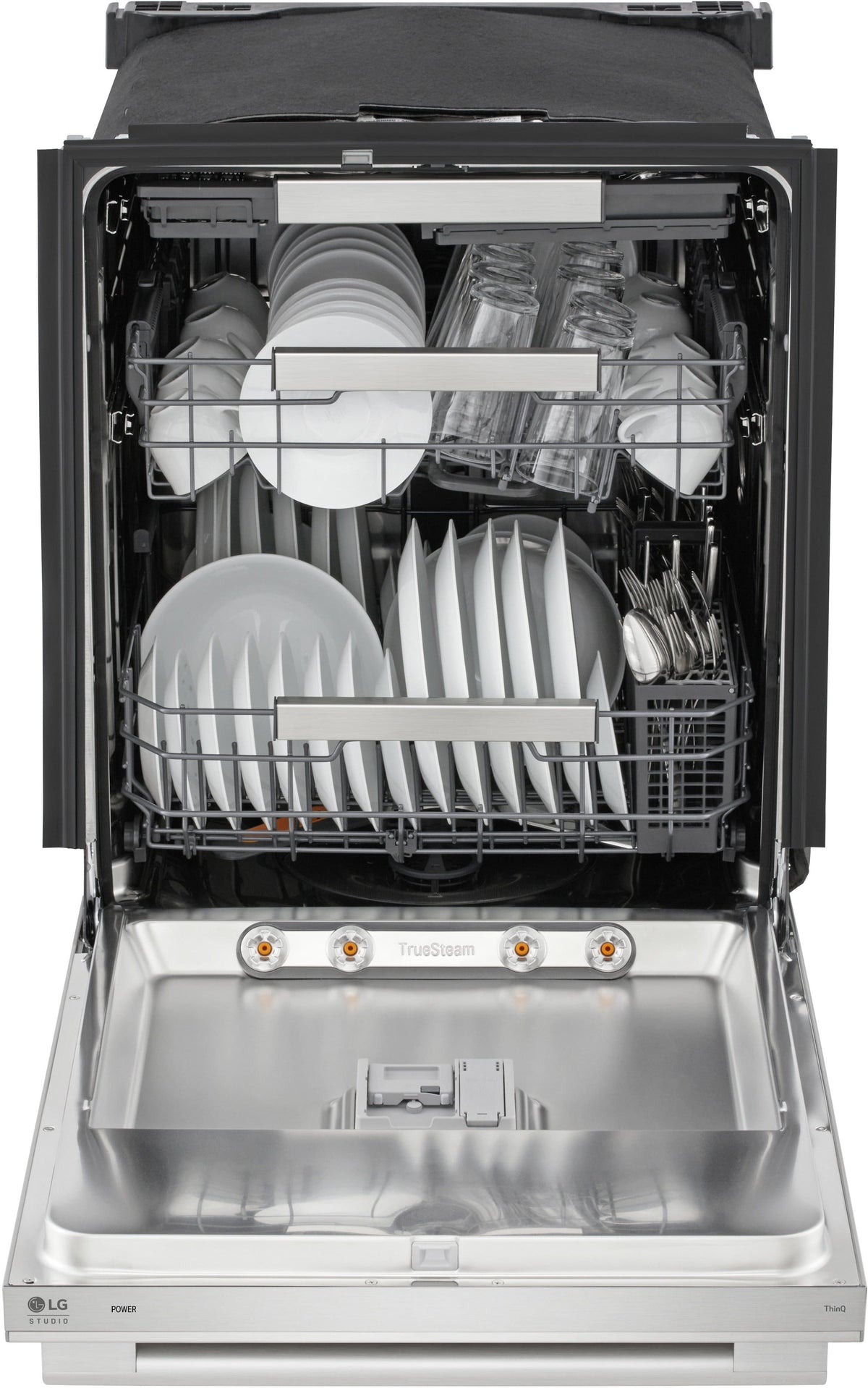 LG - STUDIO FlushFit 24-in Top Control Smart Built-In Stainless Steel Tub Dishwasher w/3rd Rack, 1 Hour Wash and Dry, 39dBA - Stainless Steel