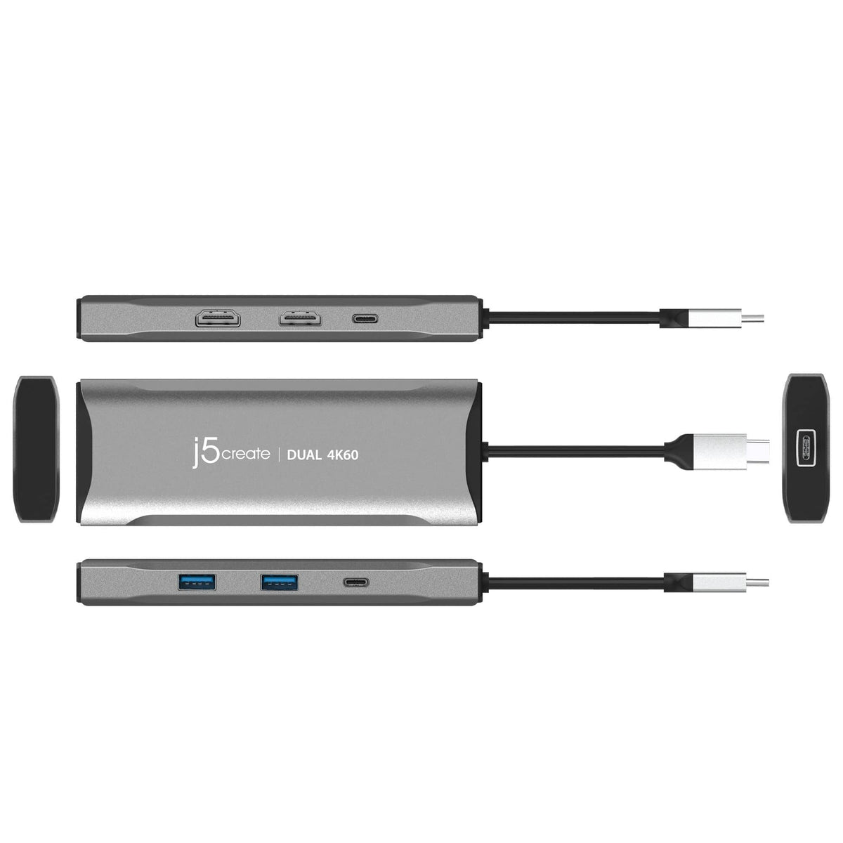 j5create - USB-C® Dual HDMI™ 4K60 Mini Dock for Windows, macOS, Chrome OS - Space Gray