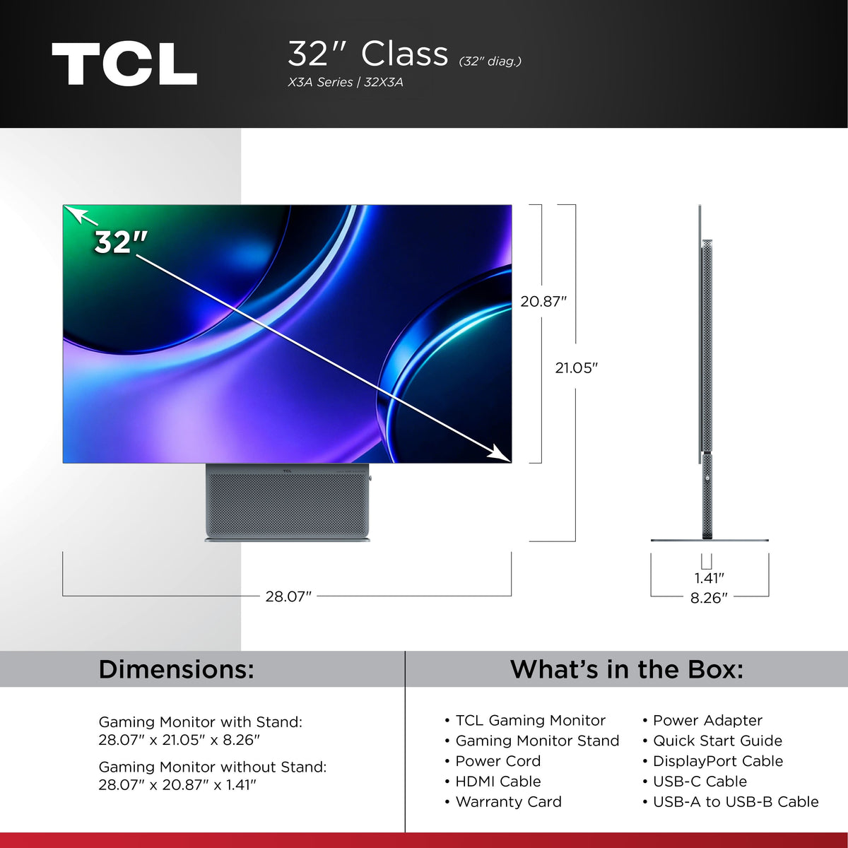 TCL - 32" Ultimate Performance 4K UHD HDR OLED+ Gaming Monitor w/ Built-in Premium Bang & Olufsen Speakers - Gray