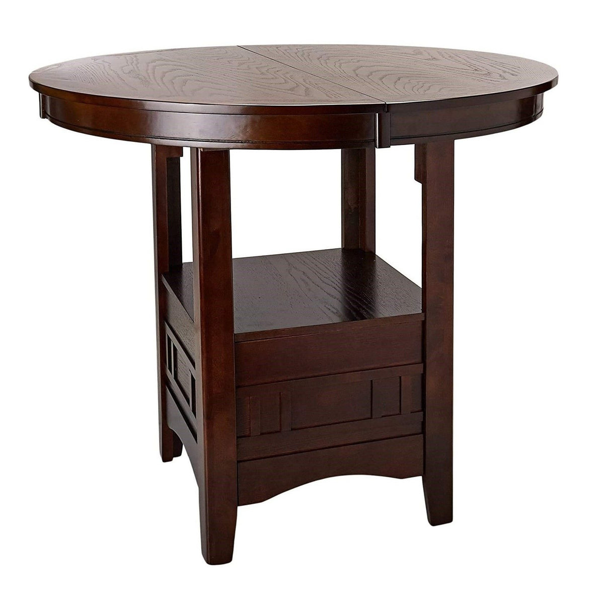 Mesa de comedor redonda a altura de mostrador solo con estantes - Mezcla marrón