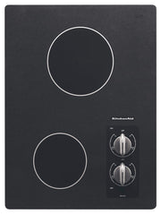 KitchenAid - 15 in. Wide 2 element Built-In Electric Cooktop with Radient Elements - Black