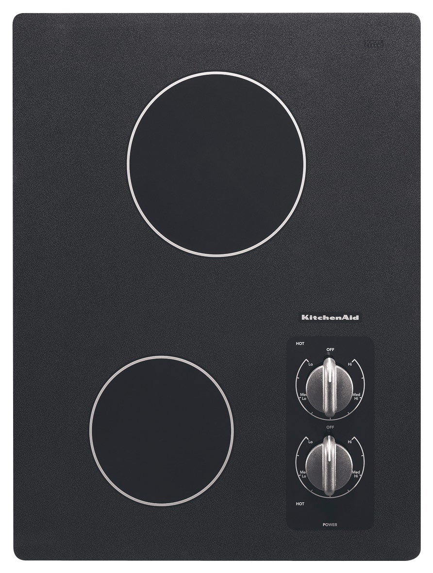 KitchenAid - 15 in. Wide 2 element Built-In Electric Cooktop with Radient Elements - Black