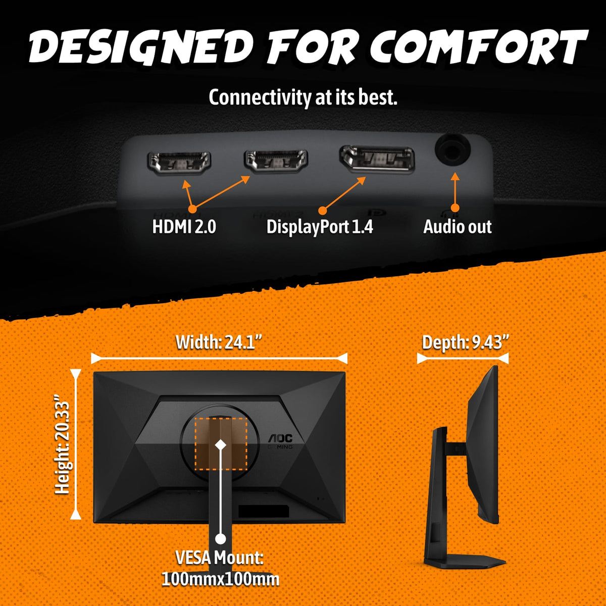 AOC - C27G4HX 27" VA Panel Curved Gaming Monitor, LED, FHD (1920x1080), 200Hz, 0.5ms, Freesync - Black