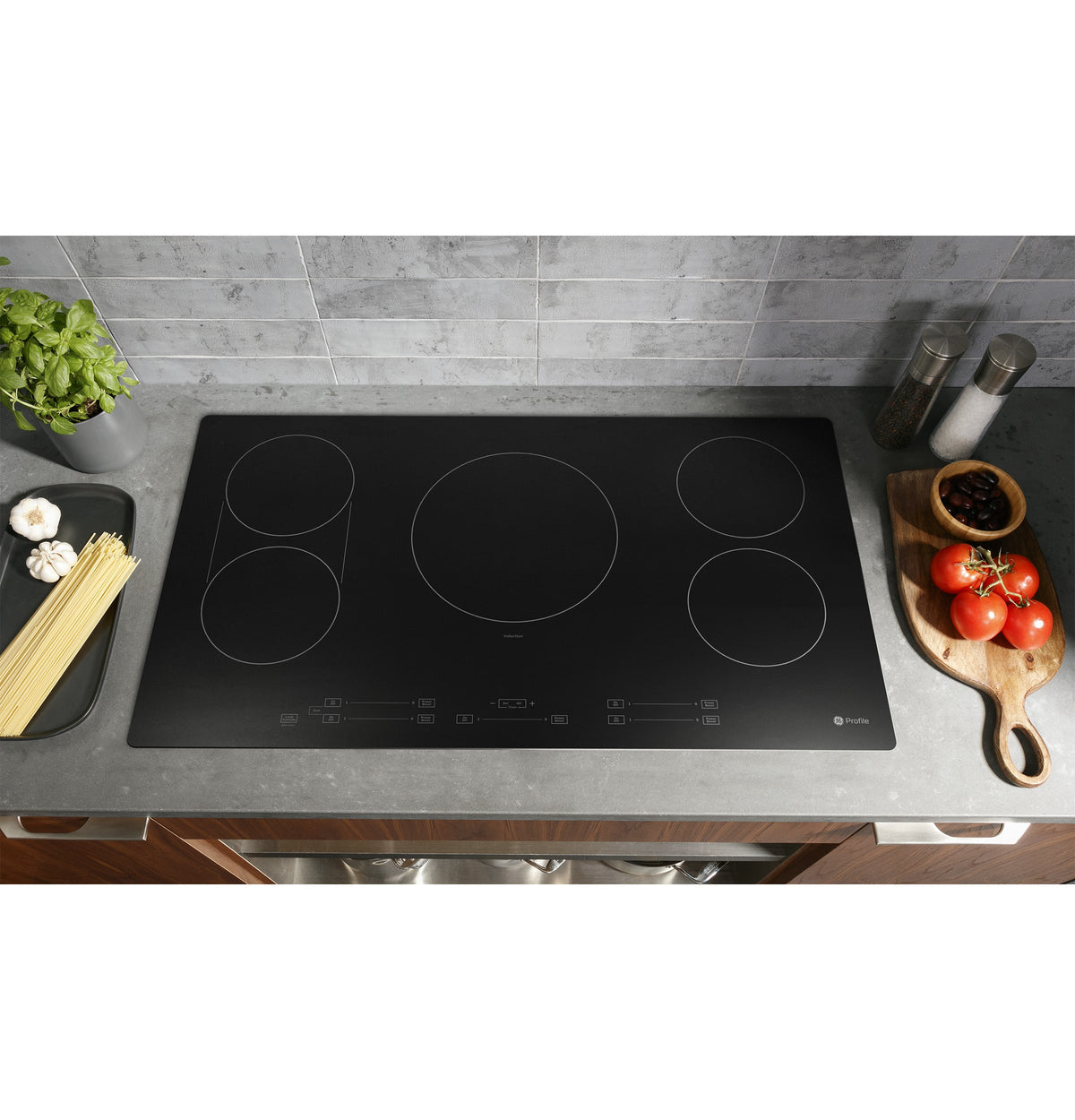 GE Profile - 36" Built-In Electric Induction Cooktop with 5 Elements, Slide Touch Controls, and Power Boost - Black
