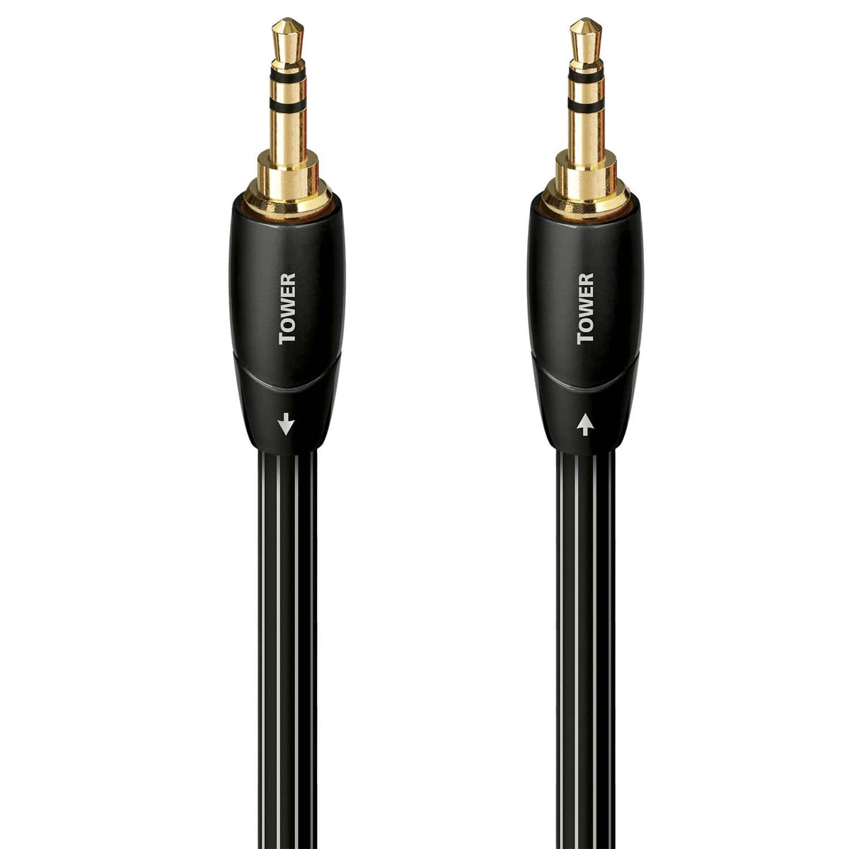 AudioQuest - Tower 3.5mm Mini M > M 9.8' Analog Audio Interconnect Cable - Black with White Stripes