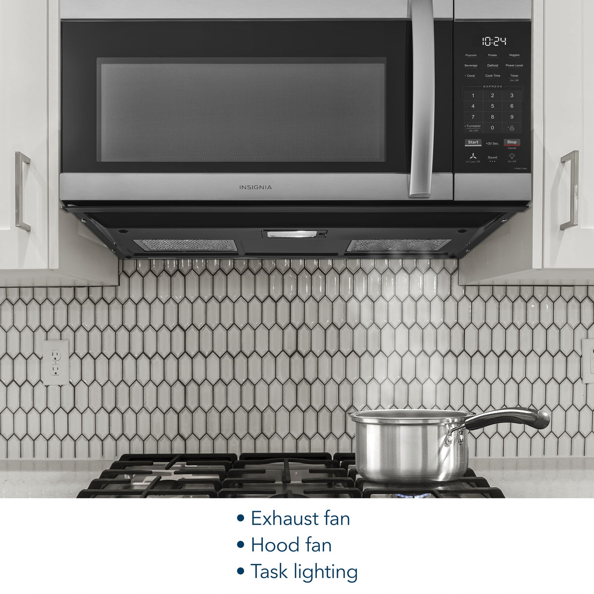 Insignia™ - 1.7 Cu. Ft. Over-the-Range Microwave with 2-Stage Cooking - Stainless Steel