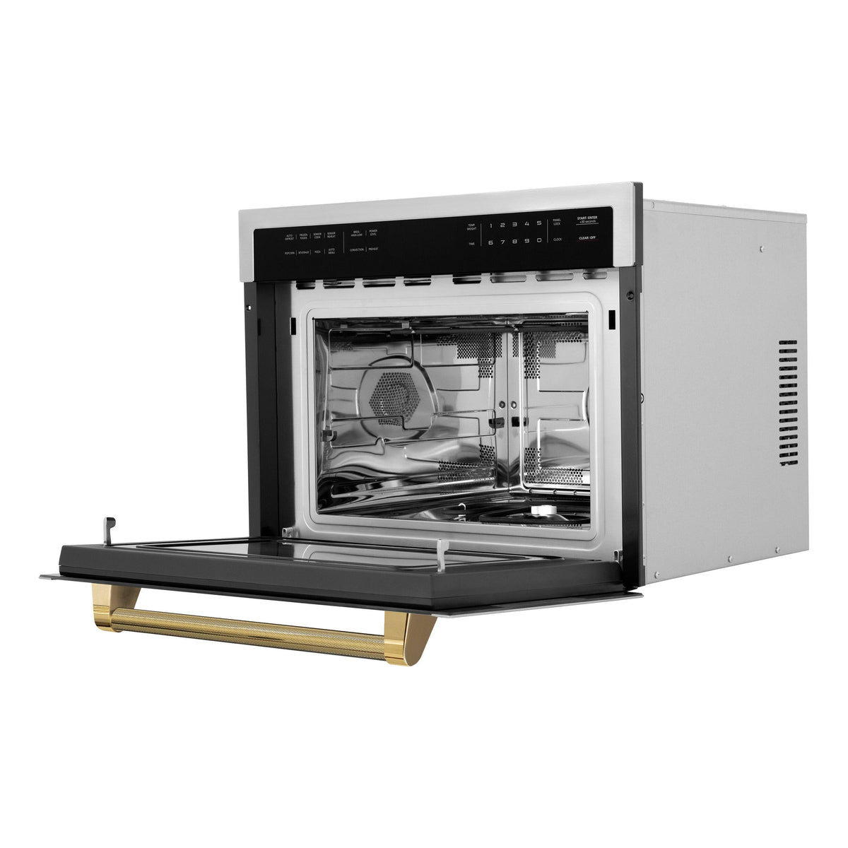 ZLINE - Autograph 24 in. 1.6 cu ft. Built-in Convection Microwave Oven and Polished Gold Helix Handle - Stainless Steel