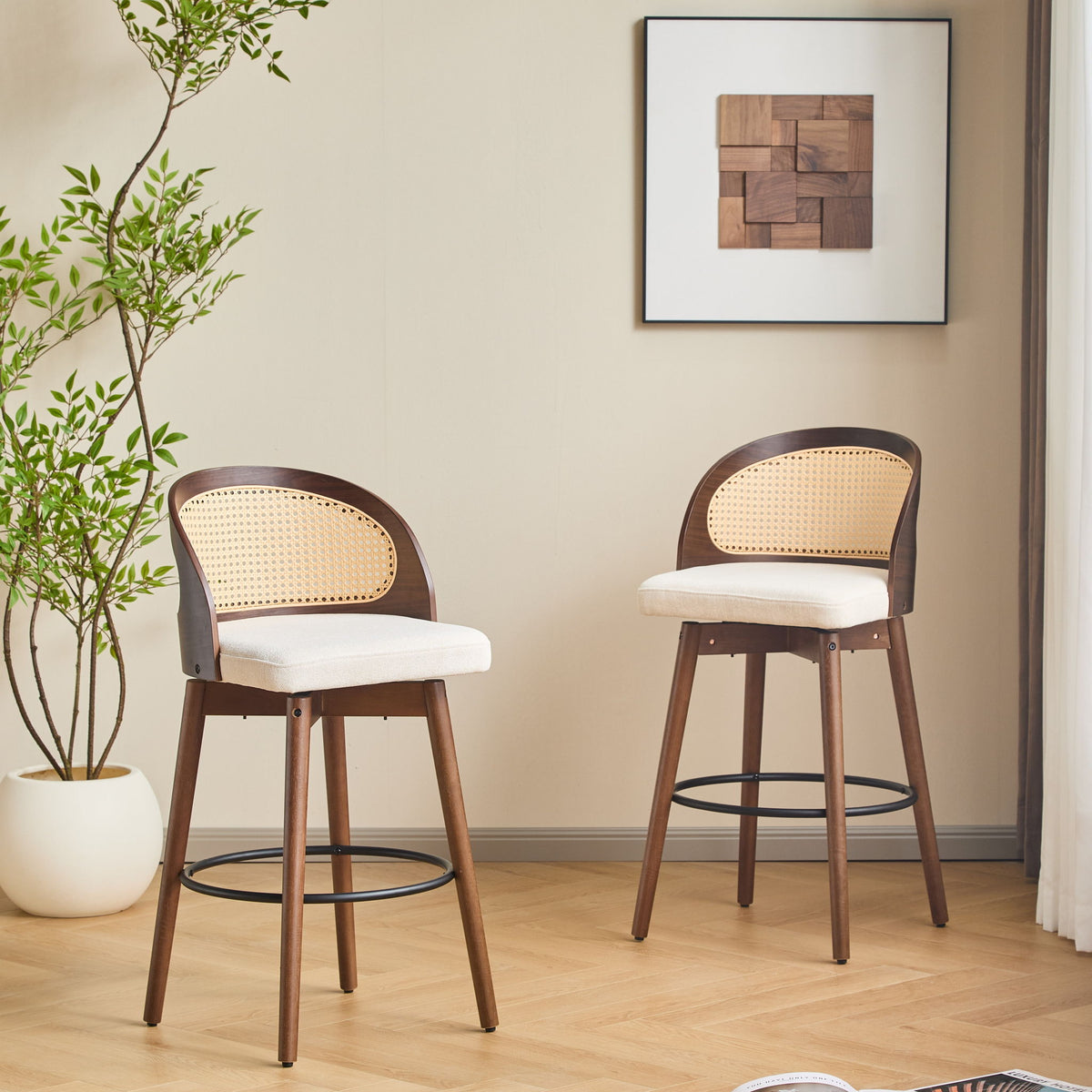 Como - Indoor Wood Barstool (Sey of 2)