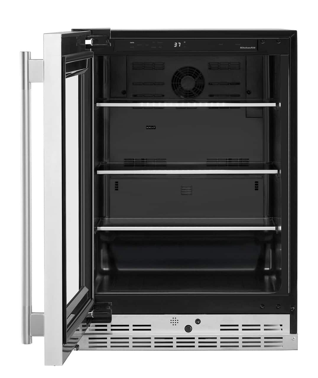 KitchenAid - 5.2 Cu. Ft. Undercounter Refrigerator Glass Door and Shelves with Metallic Accents - PrintShield Stainless Finish