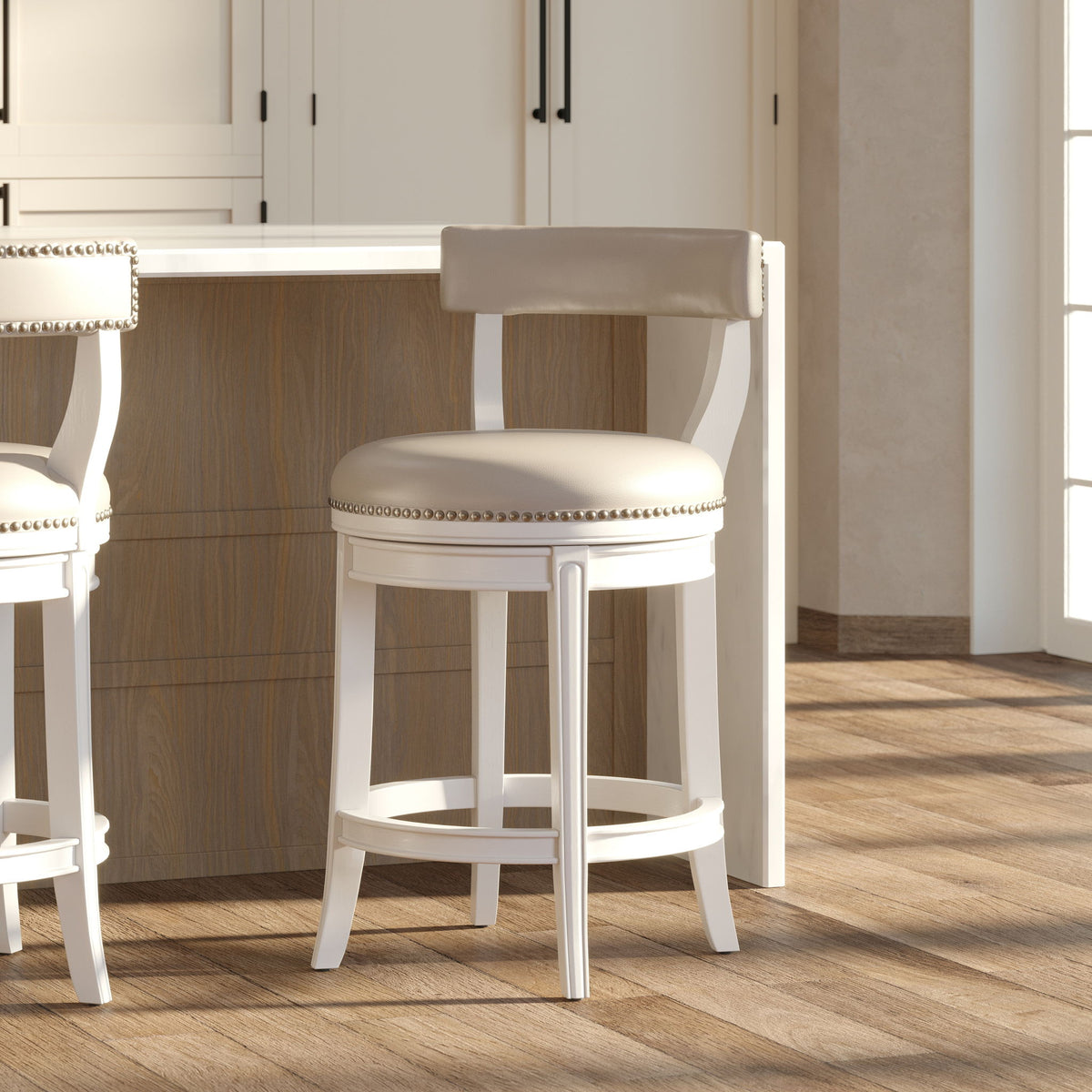 Taburete y asiento y respaldo tapizados