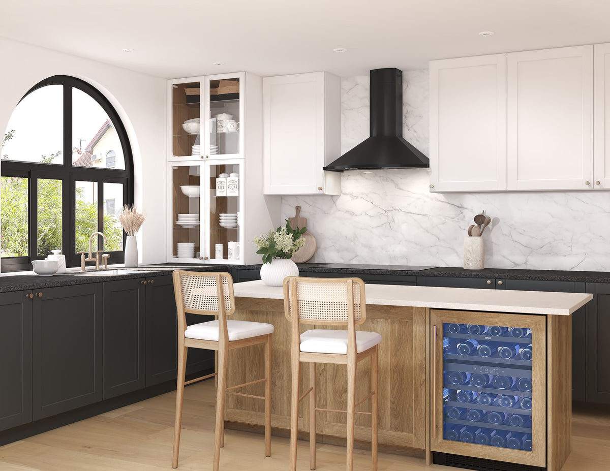 Zephyr - 36 inches - Convertible - Wall Range Hood - Black