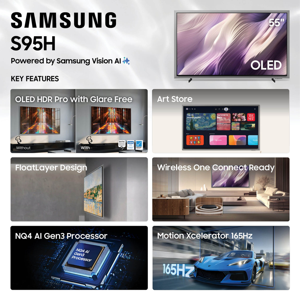 Samsung - 55" Class S95H OLED 4K Glare-Free TV with SamsungVisionAI (2026)