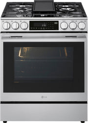 LG - 30-in Wide 6.3 Cu. Ft. Slide-In Gas True Convect Smart Range with 5 Burners, EasyClean, Air Fry and UltraHeat 22K Burner - Stainless Steel