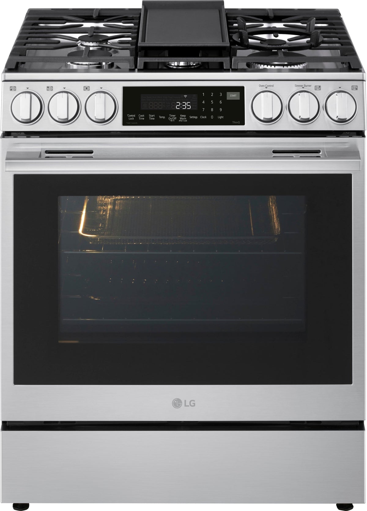 LG - 30-in Wide 6.3 Cu. Ft. Slide-In Gas True Convect Smart Range with 5 Burners, EasyClean, Air Fry and UltraHeat 22K Burner - Stainless Steel