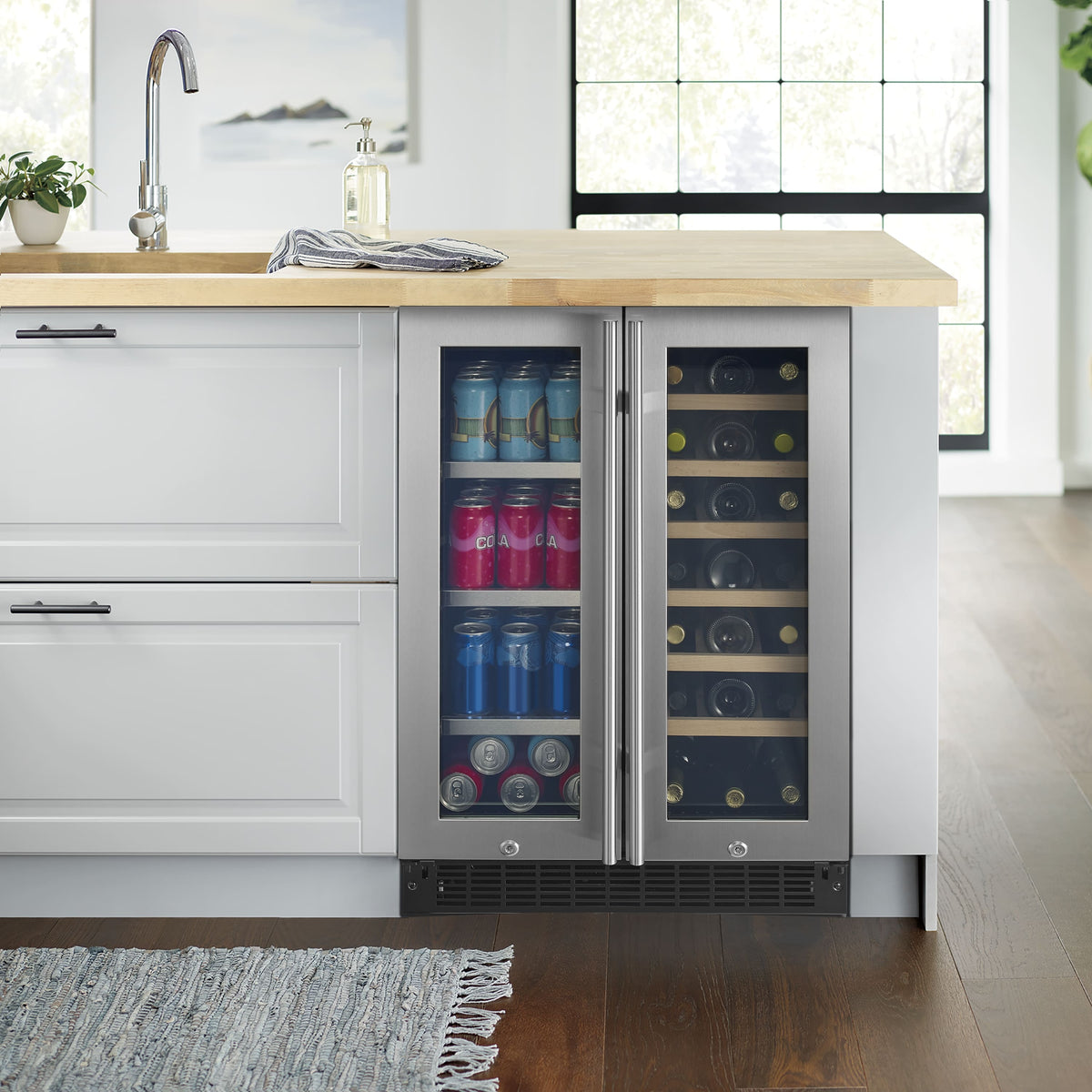 Insignia™ - Dual Zone Wine and Beverage Cooler with Glass Doors - Stainless Steel