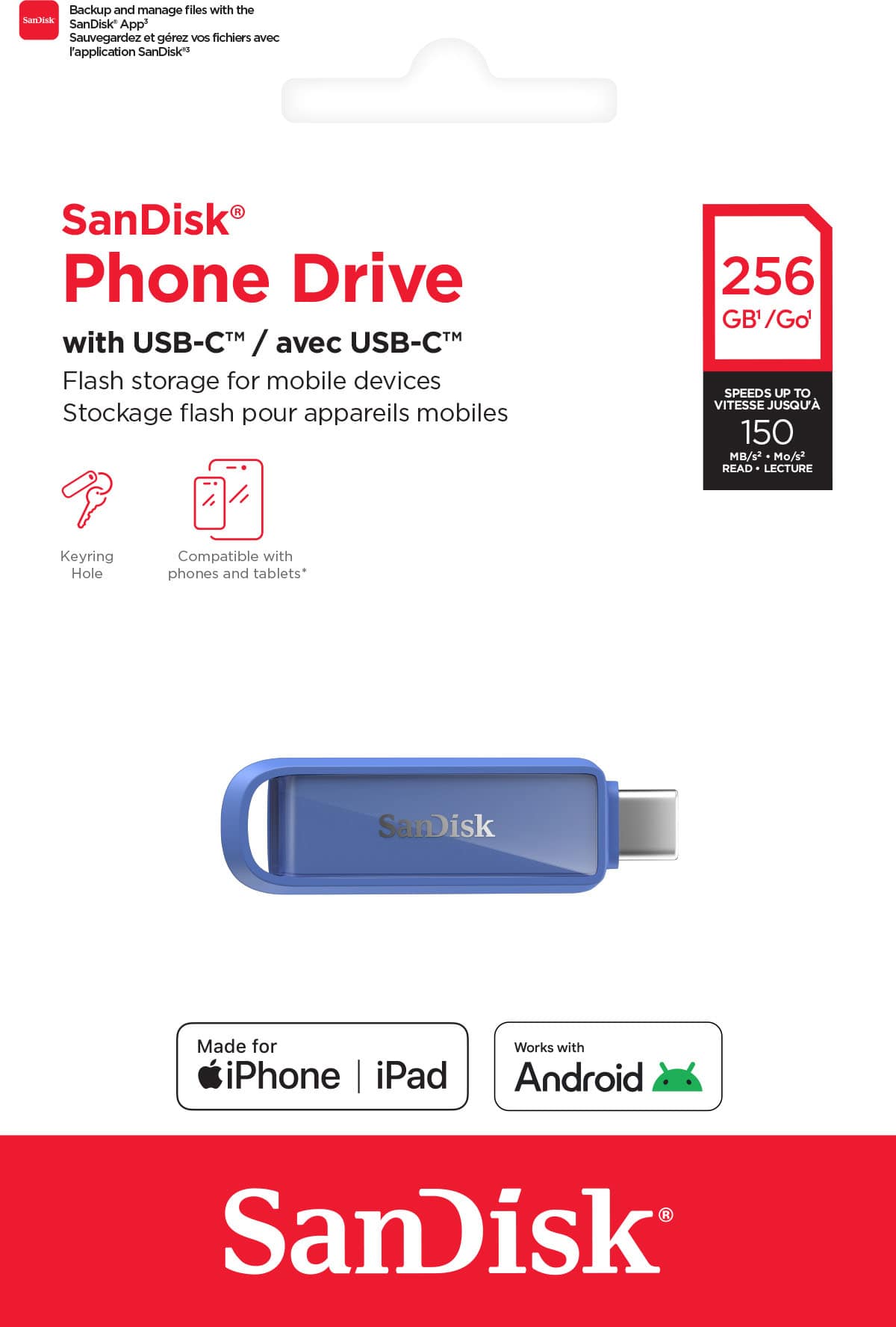 SANDISK - Phone Drive 256GB USB Type-C - Maritime - Blue