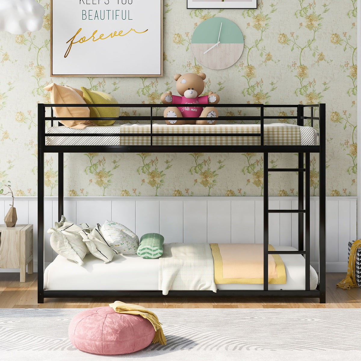Metal Bunk Bed, Low Bunk Bed With Ladder